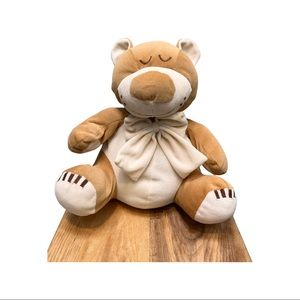 Tan and Cream Stuffed Plush Bear with Bow 11in for Baby